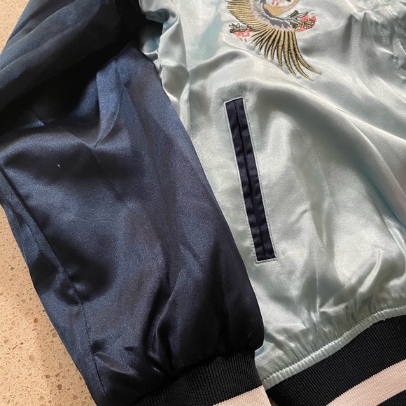 Reversible polyester satin jacket with embroidered details - Picture 5 of 10